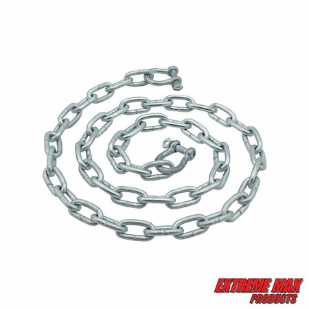 EXTREME MAX Extreme Max 3006.6566 BoatTector Galvanized Steel Anchor Lead Chain - 3/16" x 4' with 1/4" Shackles 3006.6566